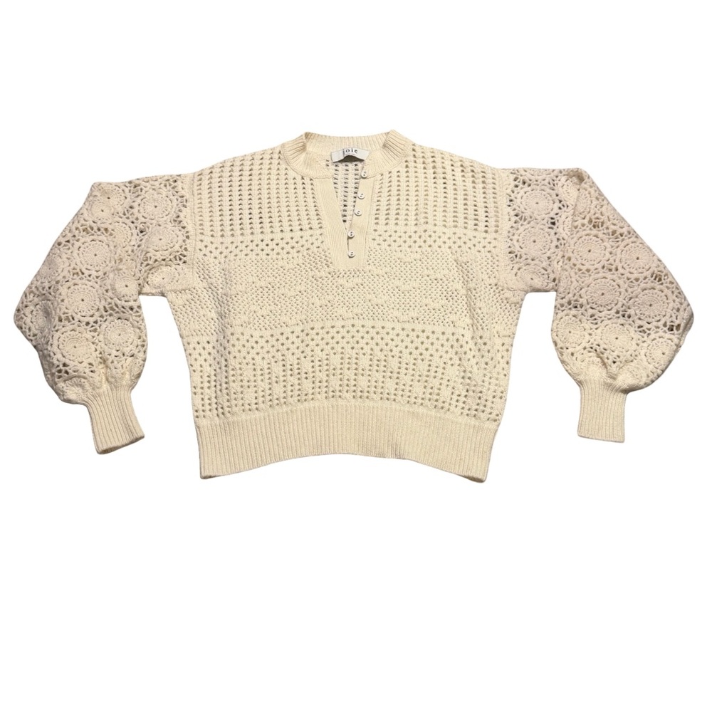 🤍✨ Joie Carem Pointelle Oversized Wool Sweater – Ivory – Size‎ M ✨🤍 - Picture 2 of 7